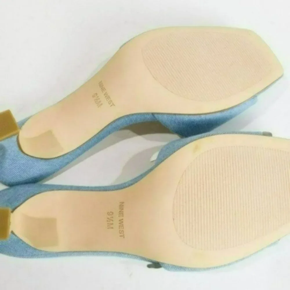 Nine West Indra Square Toe Low Heel Sandals-9.5 - Picture 7 of 8